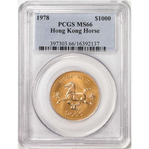 1978 Hong Kong $1000 Horse Gold Coin PCGS MS66