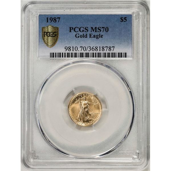 1987 $5 American Gold Eagle Coin PCGS MS70