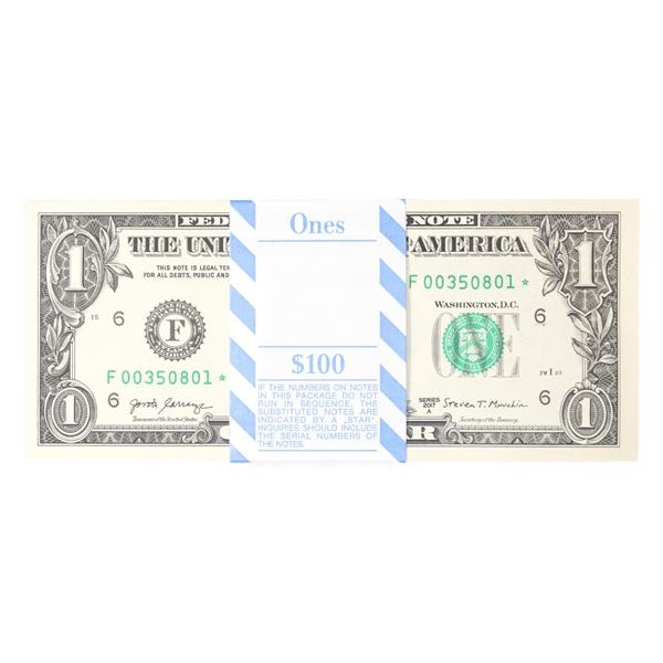 Pack of (100) Consecutive 2017A $1 Federal Reserve STAR Notes Atlanta