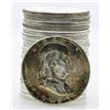 Roll of (20) Brilliant Uncirculated 1957 Franklin Half Dollar Coins Toning