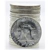 Image 2 : Roll of (20) Brilliant Uncirculated 1957 Franklin Half Dollar Coins Toning