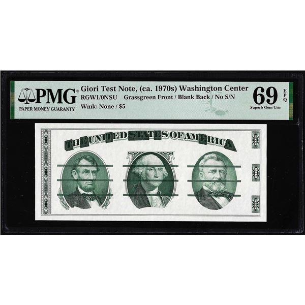 Circa 1970's Washington Center Giori Test Note PMG Superb Gem Uncirculated 69EPQ