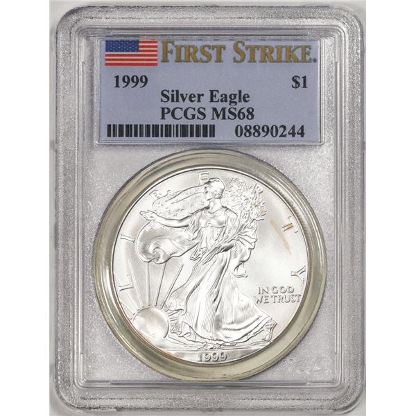 1999 $1 American Silver Eagle Coin PCGS MS68 First Strike