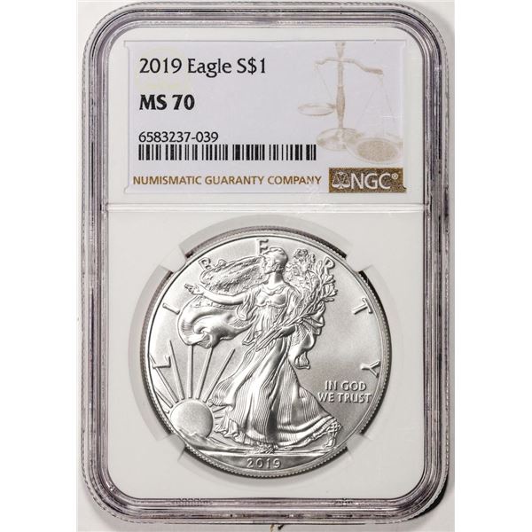 2019 $1 American Silver Eagle Coin NGC MS70