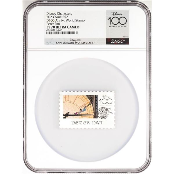 2023 Niue $2 Proof Disney Peter Pan 1 oz Silver NGC PF70 Ultra Cameo 100th Anniversary