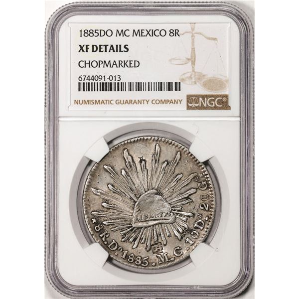 1885DO MC Mexico 8 Reales Silver Coin NGC XF Details Chopmarked