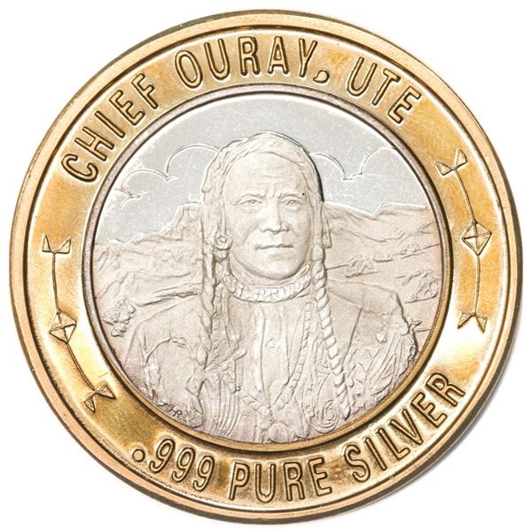 .999 Silver Chief Ouray, UTE $10 Casino Limited Native American Series Gaming Token