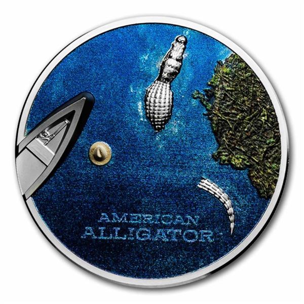 2022 Palau $5 American Alligator 1oz Silver Coin with Box & COA