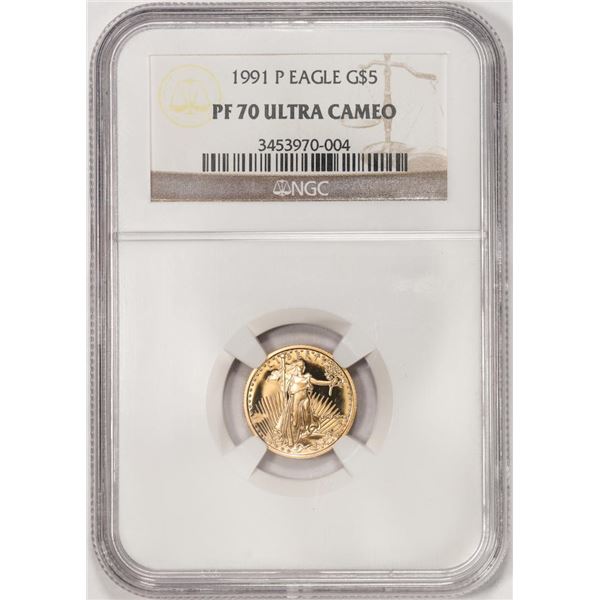 1991 $5 Proof American Gold Eagle Coin NGC PF70 Ultra Cameo