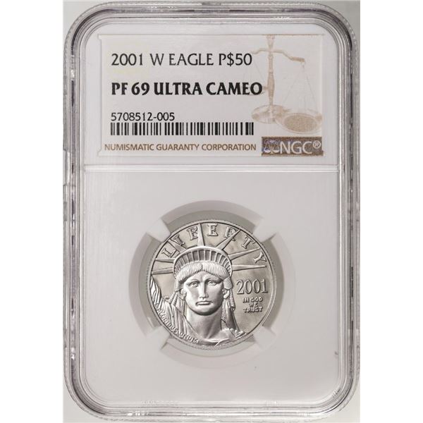 2001-W $50 Proof American Platinum Eagle Coin NGC PF69 Ultra Cameo