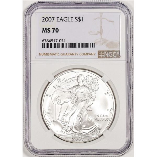 2007 $1 American Silver Eagle Coin NGC MS70