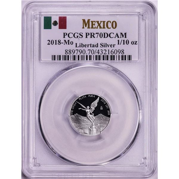 2018-Mo Mexico Proof 1/10 oz Silver Libertad Coin PCGS PR70DCAM