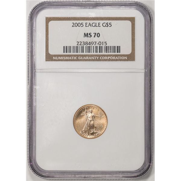 2005 $5 American Gold Eagle Coin NGC MS70