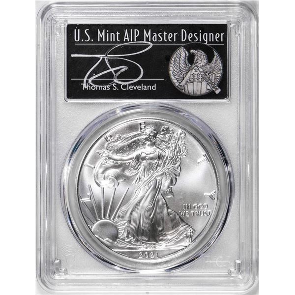 2021-(S) Ty. 1 $1 American Silver Eagle Coin PCGS MS70 Cleveland Signed San Francisco