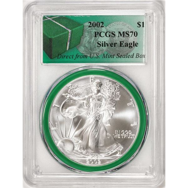 2002 $1 American Silver Eagle Coin PCGS MS70 Direct From U.S. Mint Sealed Box