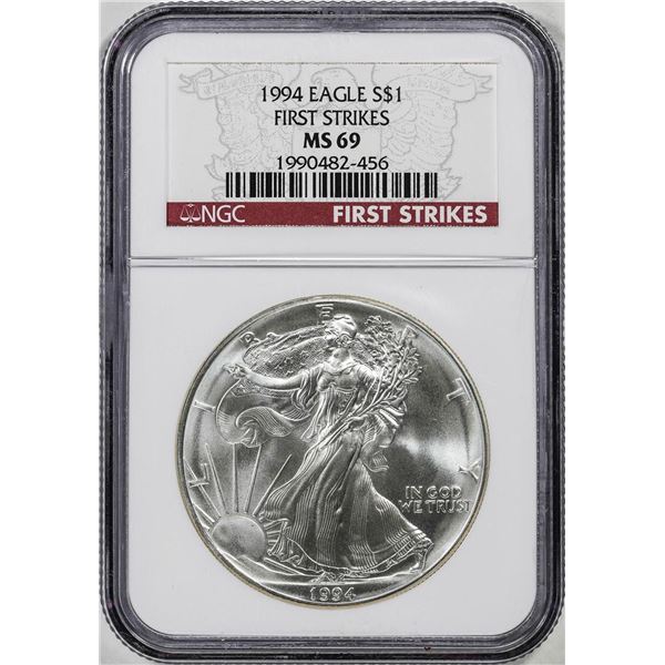 1994 $1 American Silver Eagle Coin NGC MS69 First Strikes