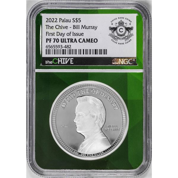 2022 Paulau $5 Proof The Chive Bill Murray Silver Coin NGC PF70 Ultra Cameo FDOI