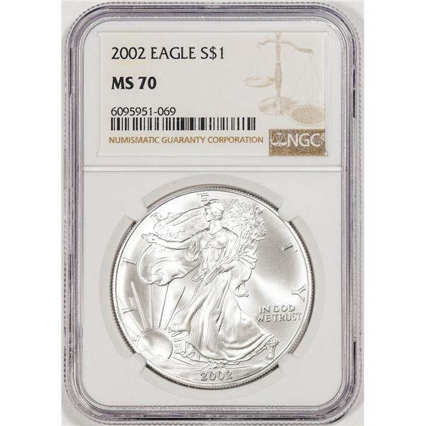 2002 $1 American Silver Eagle Coin NGC MS70