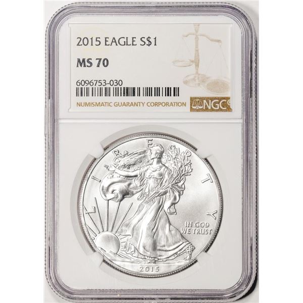 2015 $1 American Silver Eagle Coin NGC MS70