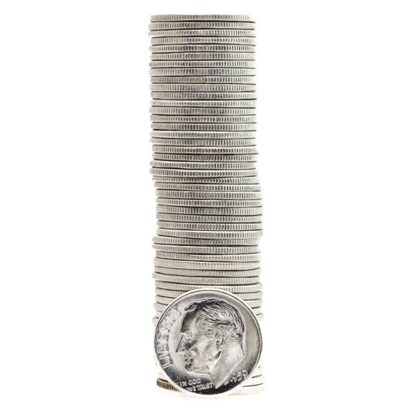 Roll of (50) Brilliant Uncirculated 1959 Roosevelt Dime Coins