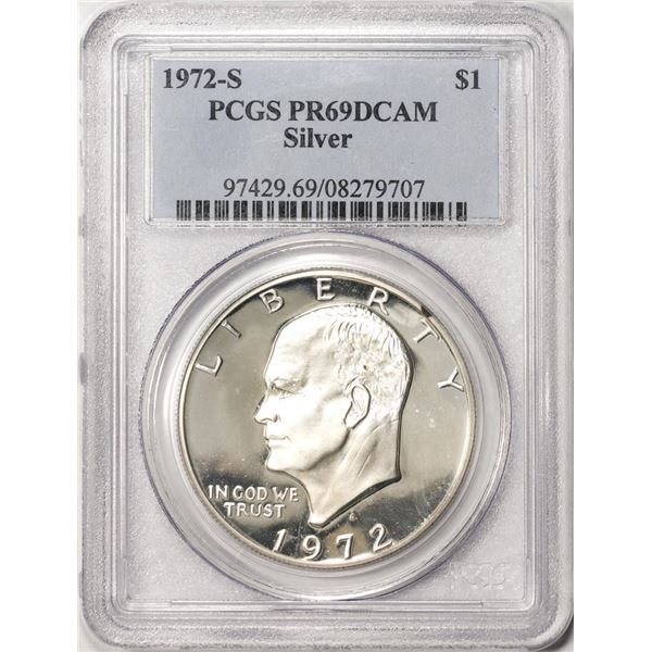 1972-S $1 Proof Eisenhower Silver Dollar Coin PCGS PR69DCAM