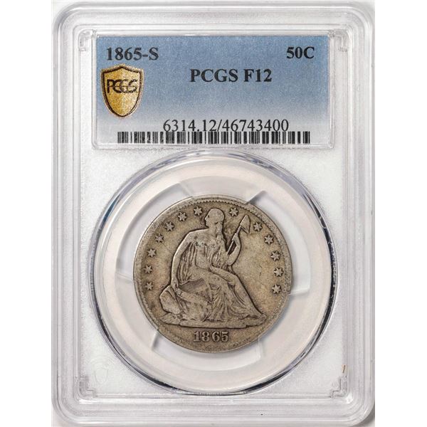 1865-S Seated Liberty Half Dollar Coin PCGS F12