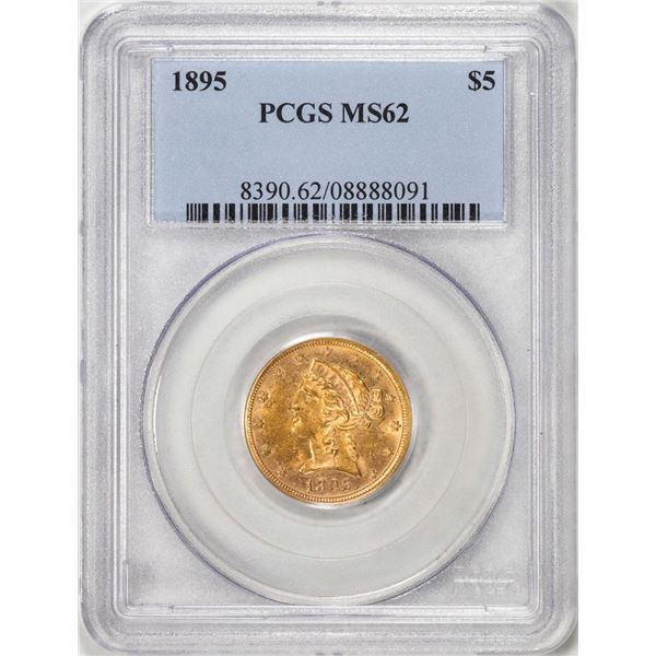 1895 $5 Liberty Head Half Eagle Gold Coin NGC MS62