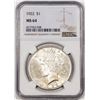 Image 1 : 1922 $1 Peace Silver Dollar Coin NGC MS64