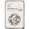 Image 1 : 1955 Franklin Half Dollar Coin NGC MS64