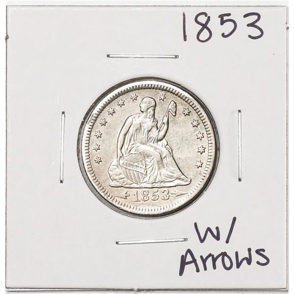 1853 w/ Arrows Seated Liberty Quarter Coin