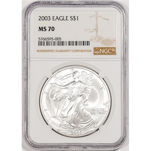 2003 $1 American Silver Eagle Coin NGC MS70