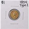 1854 Type 2 $1 Indian Princess Head Gold Dollar Coin