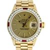 Rolex Ladies 18K Yellow Gold Ruby And Diamond President Wristwatch