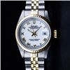 Rolex Ladies Two Tone White Roman Datejust Wristwatch