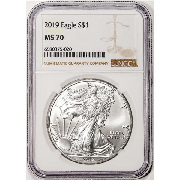 2019 $1 American Silver Eagle Coin NGC MS70