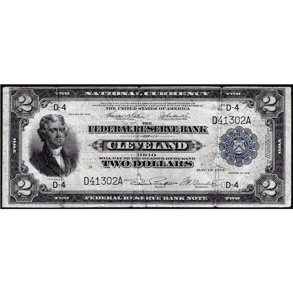 1918 $2 Battleship Federal Reserve Bank Note Cleveland