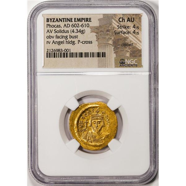 Byzantine Empire 602-610 AD Phocas AV Solidus Ancient Gold Coin NGC Ch AU