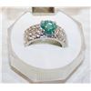 Image 1 : SZ. 6.5 SEA GREEN CZ SILVERPLATED RING