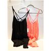 Image 1 : 2 SZ L BLACK & SALMON SUN DRESSES WITH