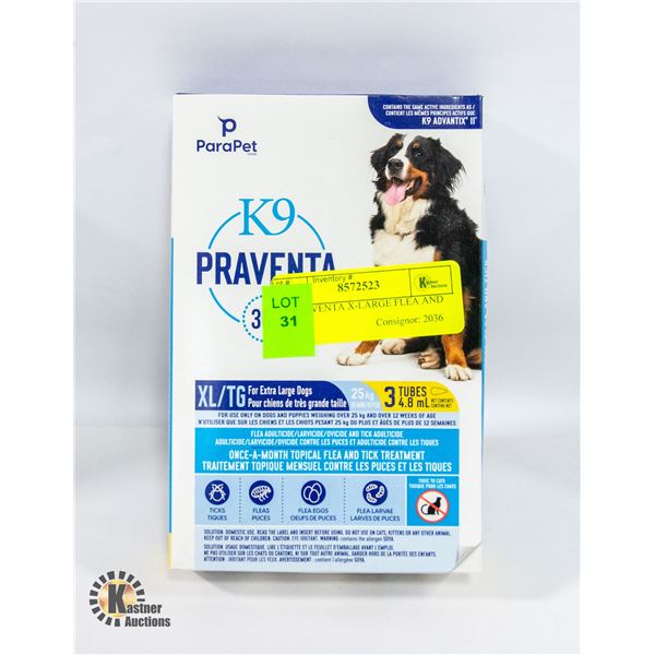 K9 PRAVENTA X-LARGE DOG FLEA & TICK 3 X 4.8ML
