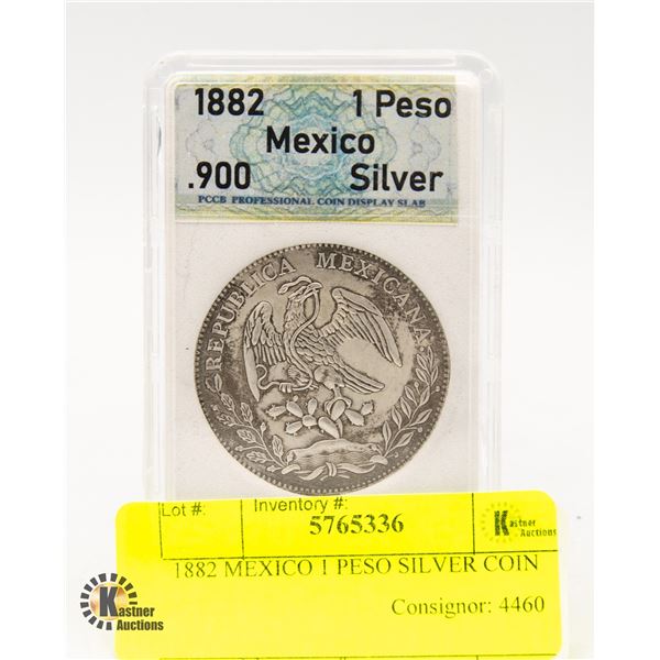 1882 MEXICO 1 PESO SILVER COIN