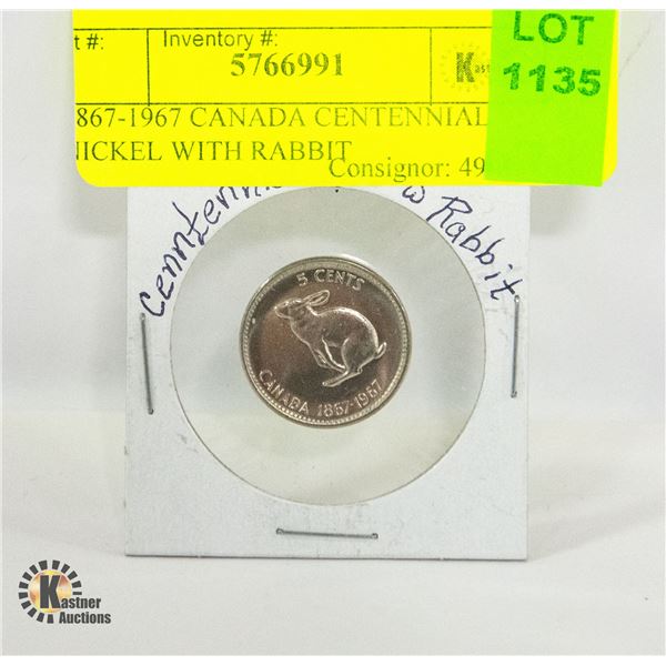1867-1967 CANADA CENTENNIAL NICKEL WITH RABBIT