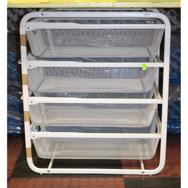 WHITE METAL STORAGE DRAWERS