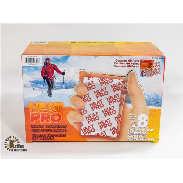 HEAT PRO ADHESIVE HAND WARMERS, 40 PAIRS