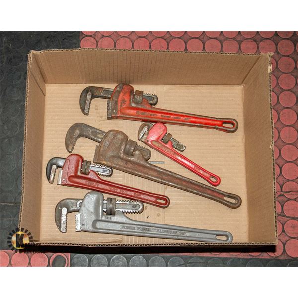 BOX OF 5 PIPE WRENCHES