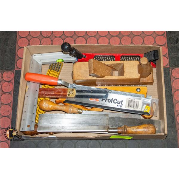 BOX OF WOOD WORKING TOOLS