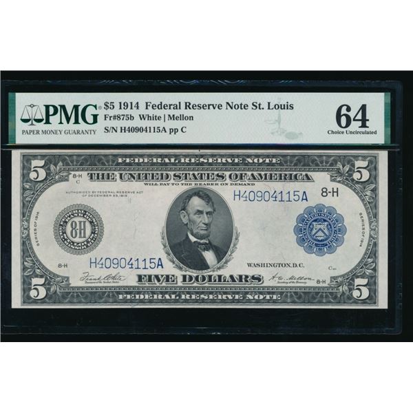 1914 $5 St Louis FRN PMG 64