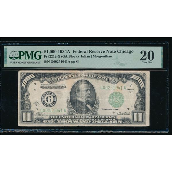 1934A $1000 Chicago FRN PMG 20