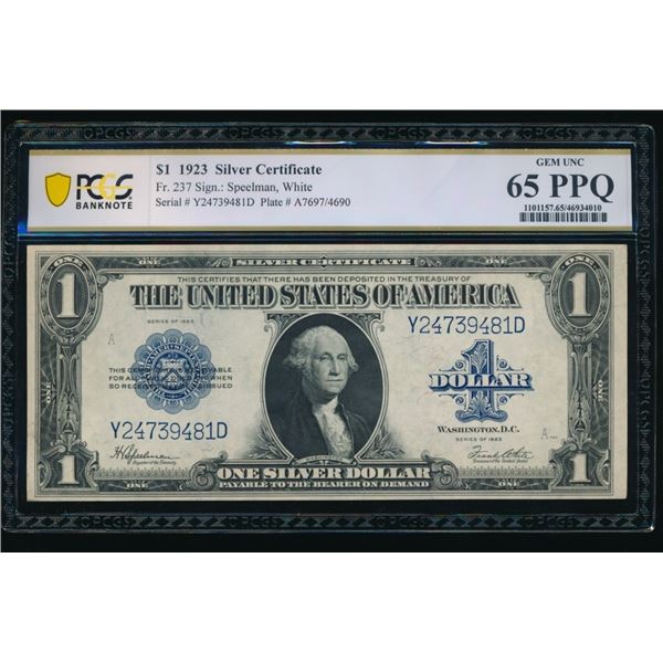1923 $1 Silver Certificate PCGS 65PPQ