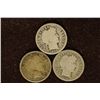 Image 1 : 1907-O, 1913 & 1916 SILVER BARBER  DIMES